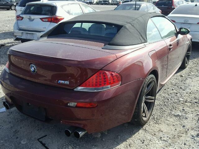 WBSEK93517CS32944 - 2007 BMW M6 MAROON photo 4