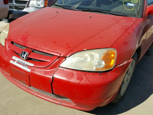 1HGEM22921L074636 - 2001 HONDA CIVIC SI RED photo 9