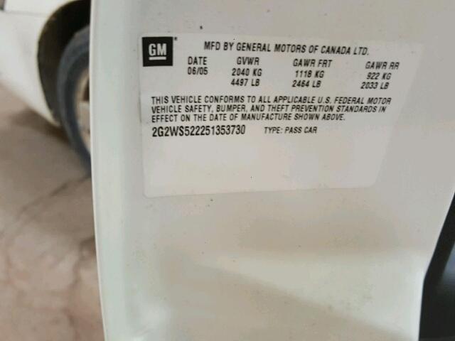 2G2WS522251353730 - 2005 PONTIAC GRAND PRIX თეთრი ფოტო 10