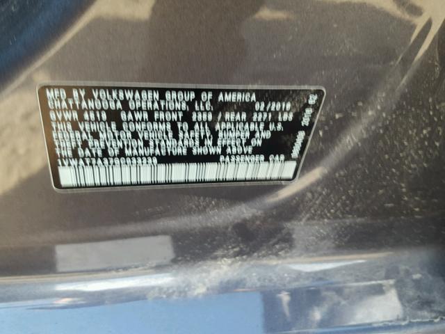 1VWAT7A37GC033239 - 2016 VOLKSWAGEN PASSAT S Մոխրագույն լուսանկար 10