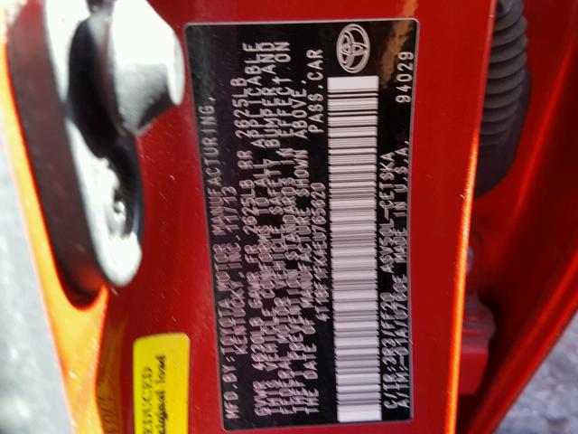 4T1BF1FK4EU765620 - 2014 TOYOTA CAMRY L RED photo 10