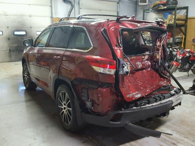 5TDJZRFH0HS396810 - 2017 TOYOTA HIGHLANDER MAROON photo 3