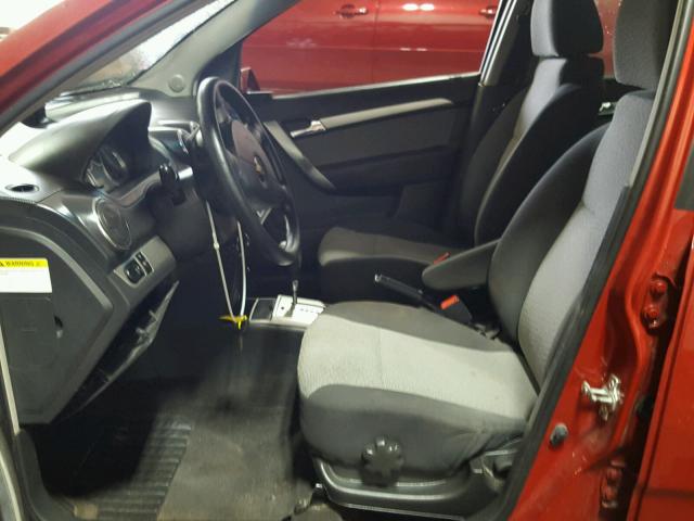 KL1TG66E39B623300 - 2009 CHEVROLET AVEO LT RED photo 5