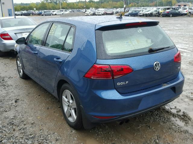 3VW217AU2HM006324 - 2017 VOLKSWAGEN GOLF BLUE photo 3