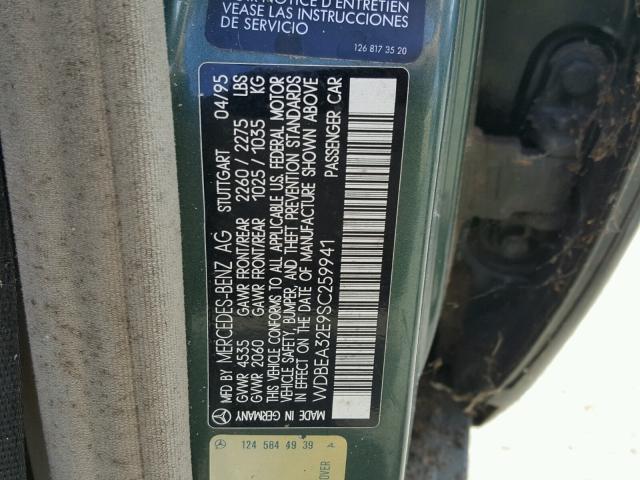 WDBEA32E9SC259941 - 1995 MERCEDES-BENZ E 320 BASE GREEN photo 10