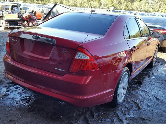 3FAHP0JG5CR422303 - 2012 FORD FUSION RED photo 4