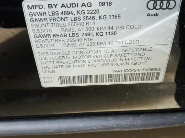 WA1JCCFS4HR006956 - 2017 AUDI Q3 PREMIUM BLACK photo 10