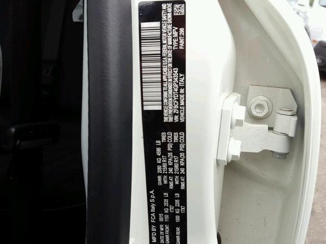 ZFBCFYDT4GP343543 - 2016 FIAT 500X WHITE photo 10