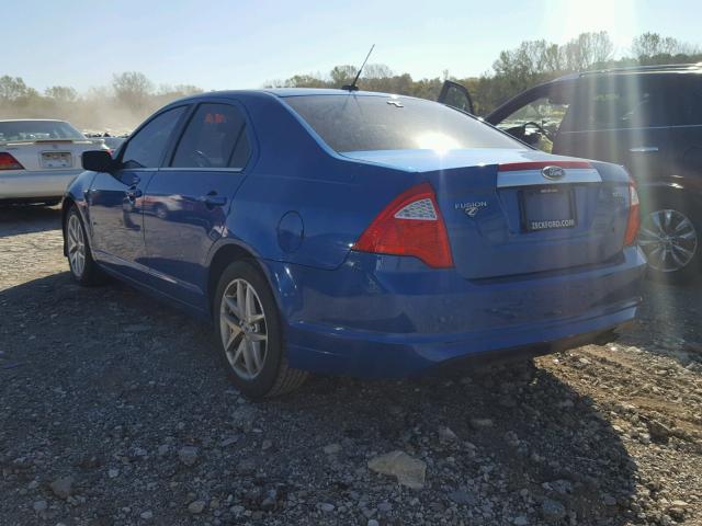 3FAHP0JAXCR412703 - 2012 FORD FUSION SEL BLUE photo 3