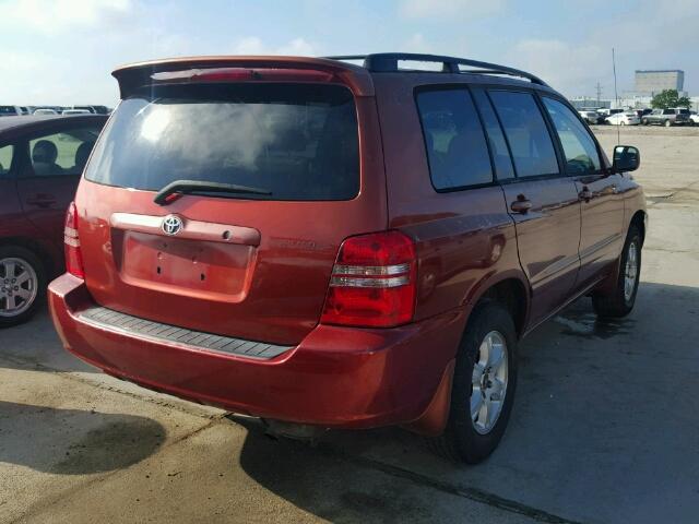 JTEGD21A710002637 - 2001 TOYOTA HIGHLANDER RED photo 4