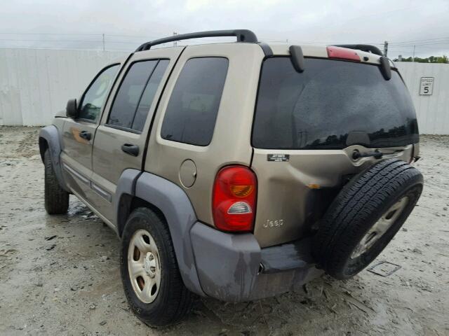 1J4GK48K54W168395 - 2004 JEEP LIBERTY SP TAN photo 3