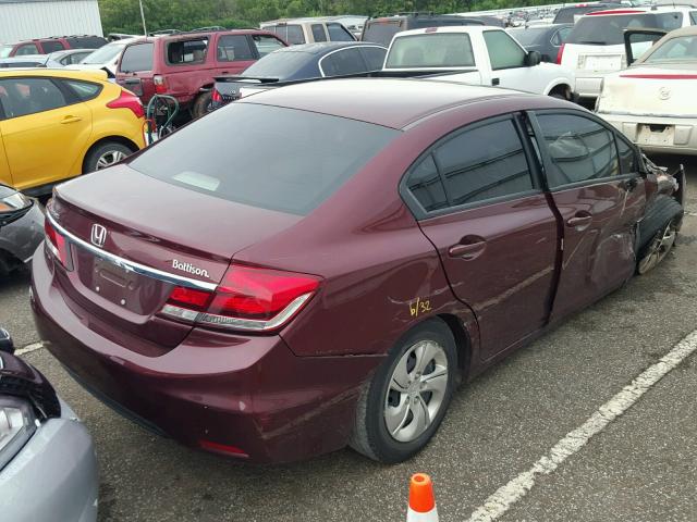 2HGFB2F59DH583254 - 2013 HONDA CIVIC MAROON photo 4