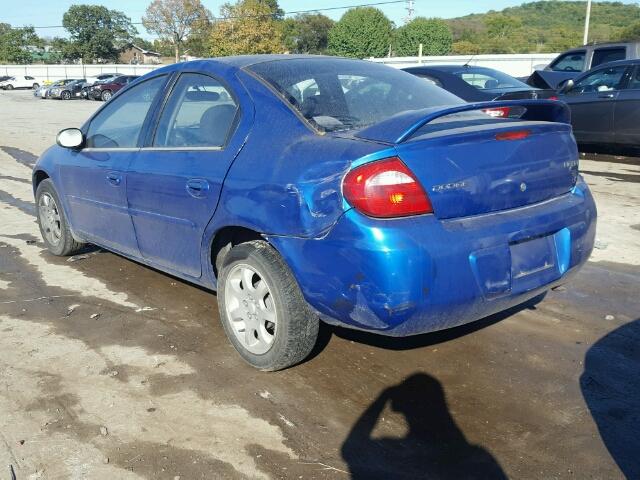 1B3ES56C65D194923 - 2005 DODGE NEON SXT BLUE photo 3