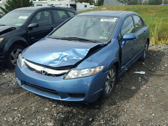1HGFA16899L005222 - 2009 HONDA CIVIC EX BLUE photo 2