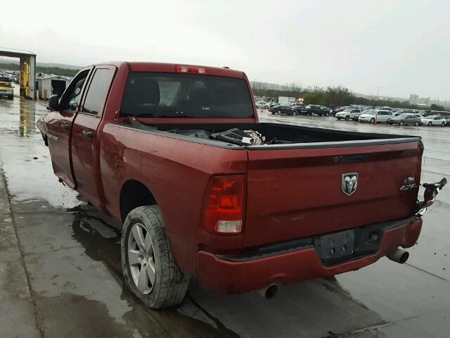 1C6RD7FT0CS189657 - 2012 DODGE RAM 1500 S MAROON photo 3