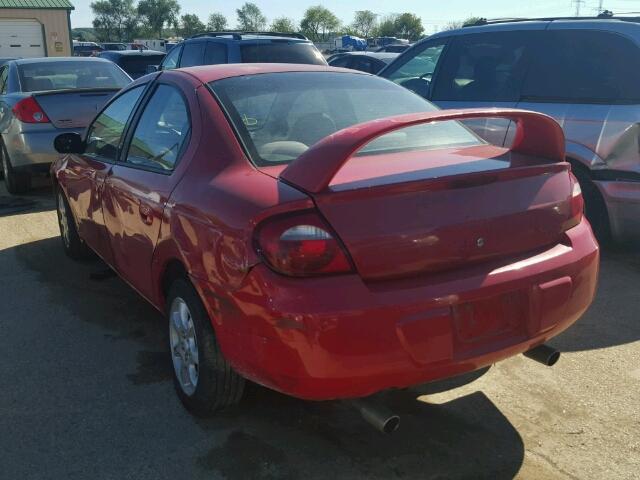 1B3ES56C05D175915 - 2005 DODGE NEON SXT RED photo 3