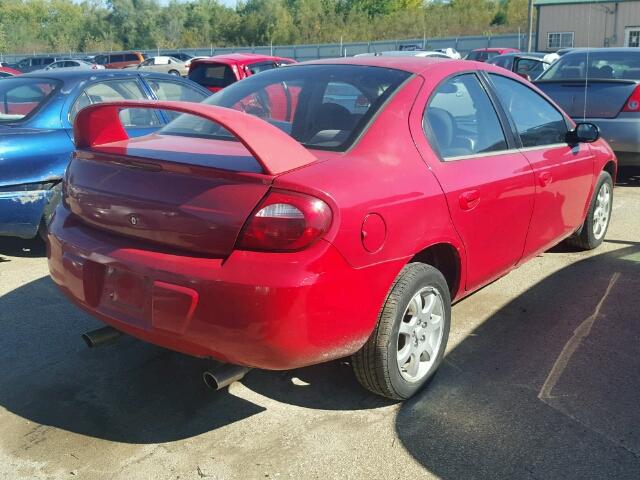 1B3ES56C05D175915 - 2005 DODGE NEON SXT RED photo 4