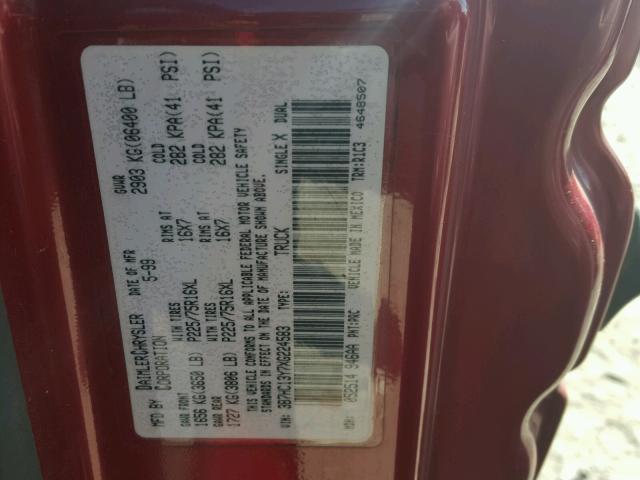 3B7HC13Y7XG224583 - 1999 DODGE RAM 1500 RED photo 10