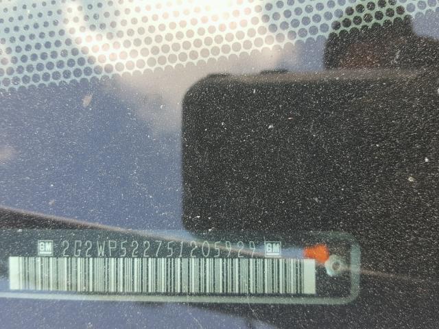 2G2WP522751205929 - 2005 PONTIAC GRAND PRIX GRAY photo 10