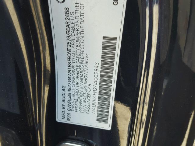 WAUVVAFR2AA002943 - 2010 AUDI S5 PRESTIG BLUE photo 10