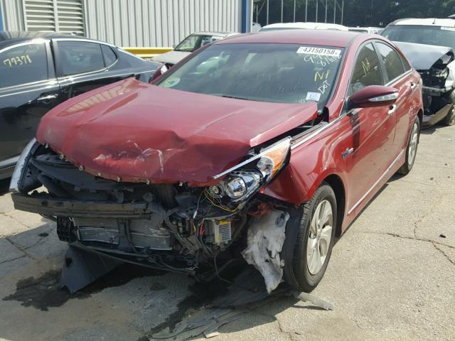 KMHEC4A40DA081325 - 2013 HYUNDAI SONATA HYB RED photo 2