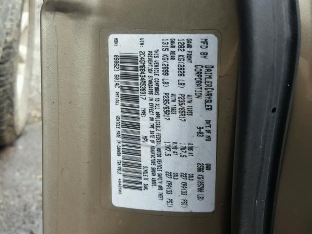 2C4GM68434R539317 - 2004 CHRYSLER PACIFICA GOLD photo 10