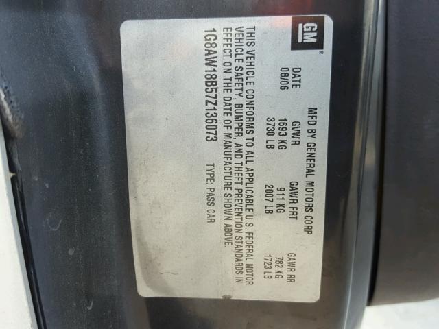 1G8AW18B57Z136073 - 2007 SATURN ION LEVEL SILVER photo 10