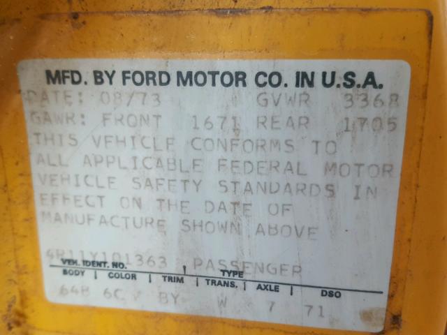 4R11Y101363 - 1974 FORD PINTO YELLOW photo 10