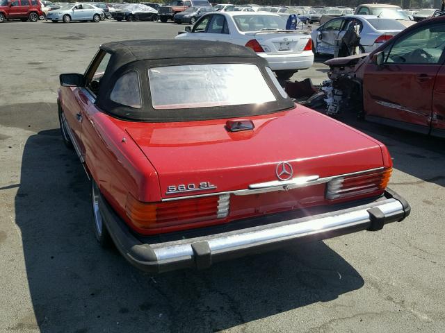 WDBBA48D0HA062779 - 1987 MERCEDES-BENZ 560 SL RED photo 3