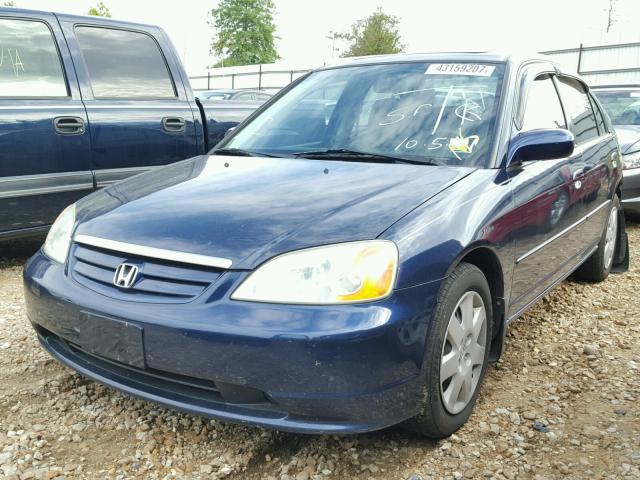 1HGES26722L001170 - 2002 HONDA CIVIC EX BLUE photo 2