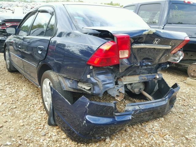 1HGES26722L001170 - 2002 HONDA CIVIC EX BLUE photo 3