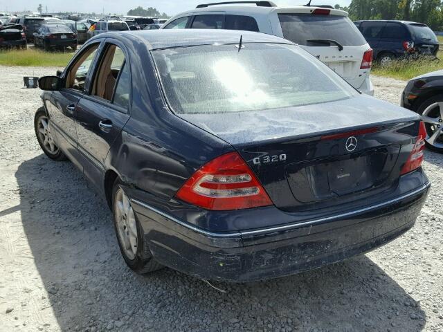 WDBRF64J91F110554 - 2001 MERCEDES-BENZ C 320 BLUE photo 3