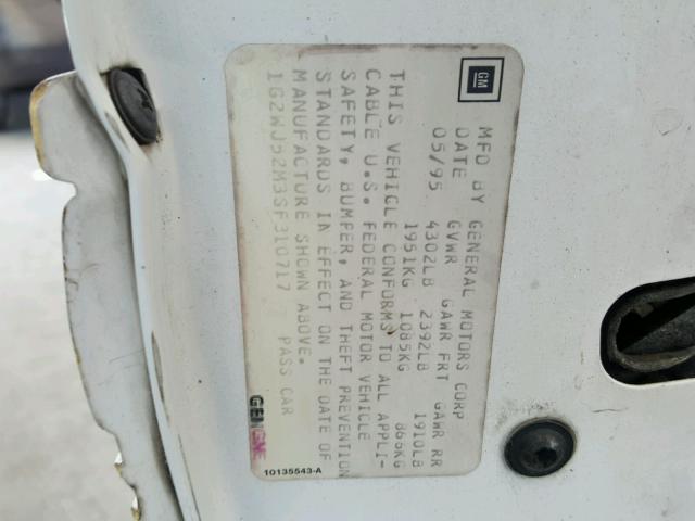 1G2WJ52M3SF310717 - 1995 PONTIAC GRAND PRIX თეთრი ფოტო 10