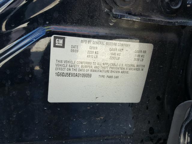 1G6DJ5EV0A0109059 - 2010 CADILLAC CTS PERFOR أسود صورة 10