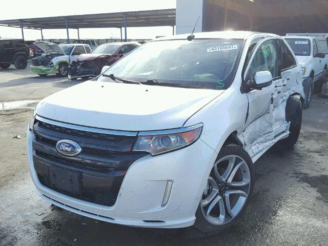 2FMDK4AK8DBE33813 - 2013 FORD EDGE SPORT WHITE photo 2