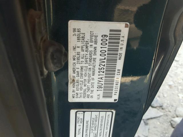 19UYA1252VL001009 - 1997 ACURA 2.2CL Grün Foto 10