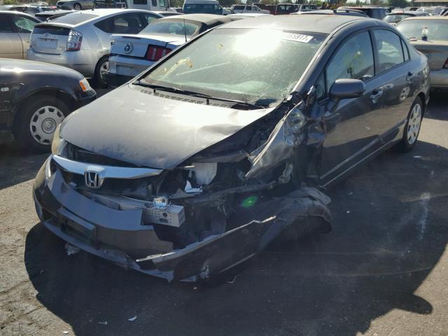 2HGFA16589H323092 - 2009 HONDA CIVIC LX GRAY photo 2