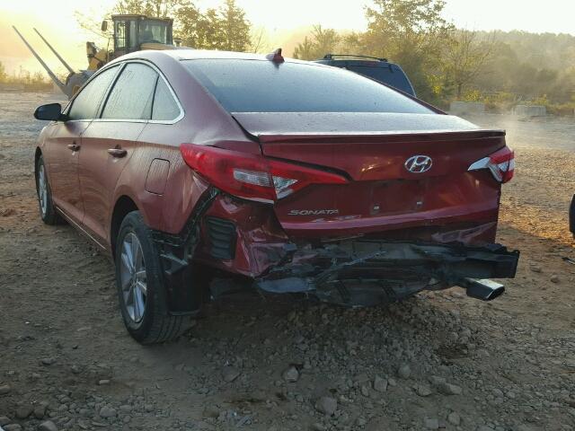 5NPE24AF2FH201243 - 2015 HYUNDAI SONATA SE RED photo 3