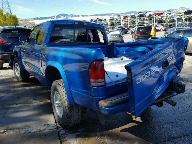 1B7GG22Y0XS168163 - 1999 DODGE DAKOTA BLUE photo 3