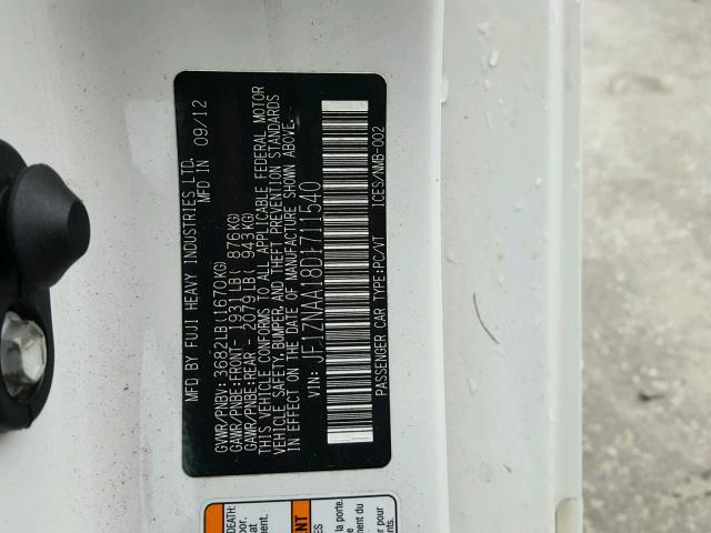 JF1ZNAA18D1711540 - 2013 TOYOTA SCION FR-S თეთრი ფოტო 10