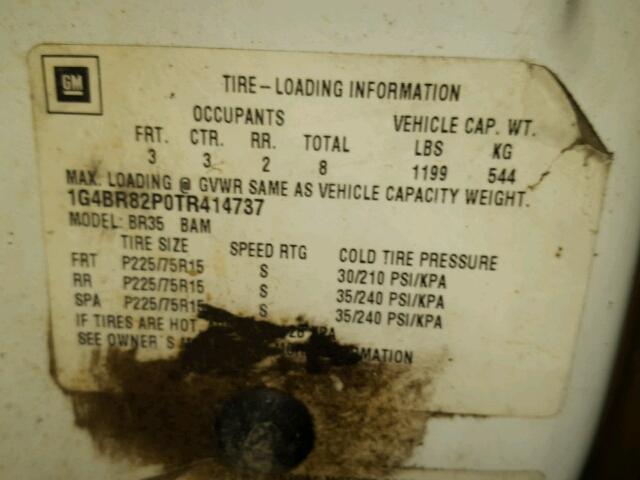 1G4BR82P0TR414737 - 1996 BUICK ROADMASTER WHITE photo 10