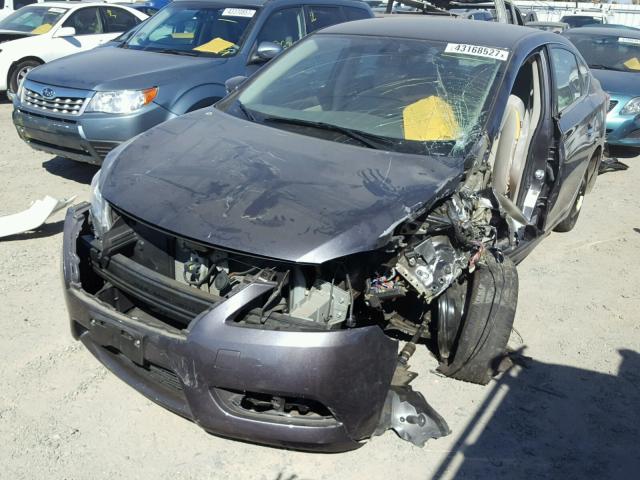 3N1AB7AP7EL691866 - 2014 NISSAN SENTRA S GRAY photo 2