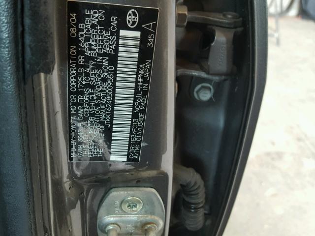 JTKKT624850095510 - 2005 TOYOTA SCION XA ნაცრისფერი ფოტო 10