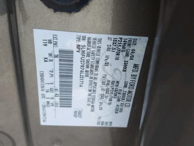 5LMFU27R74LJ31714 - 2004 LINCOLN NAVIGATOR BROWN photo 10