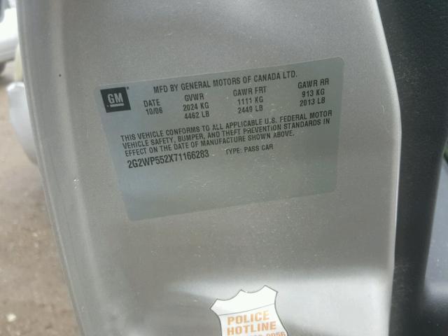 2G2WP552X71166283 - 2007 PONTIAC GRAND PRIX SILVER photo 10