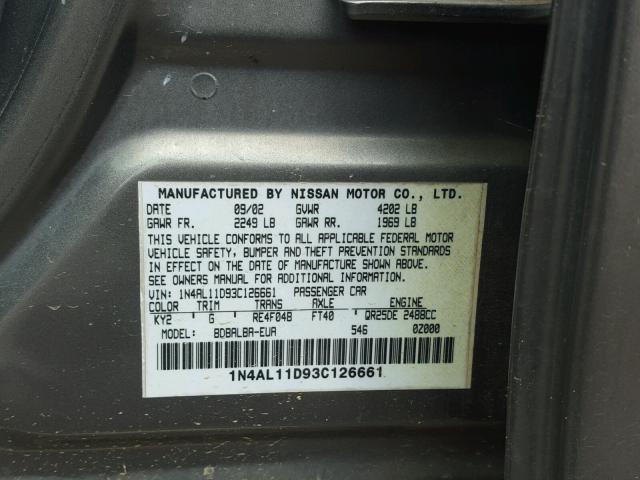 1N4AL11D93C126661 - 2003 NISSAN ALTIMA BAS TAN photo 10