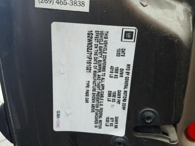 1G2WK52J71F161021 - 2001 PONTIAC GRAND PRIX Qəhvəyi foto 10