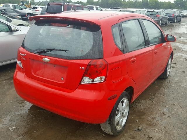 KL1TD66638B033484 - 2008 CHEVROLET AVEO BASE Կարմիր լուսանկար 4