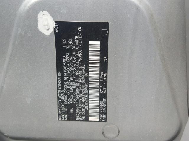 JTLZE4FE8CJ019353 - 2012 TOYOTA SCION XB Күміс фото 10