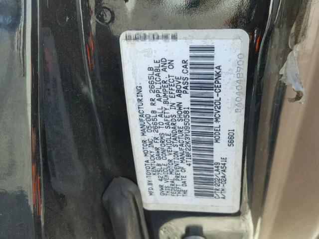 4T1BF22K3YU950581 - 2000 TOYOTA CAMRY LE BLACK photo 10